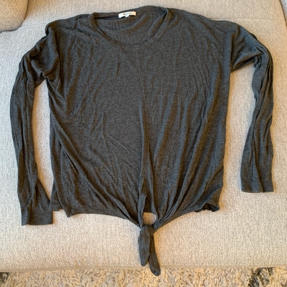 Madewell Grey Tie-Front Sweater Sz. XL - Picture 2 of 9
